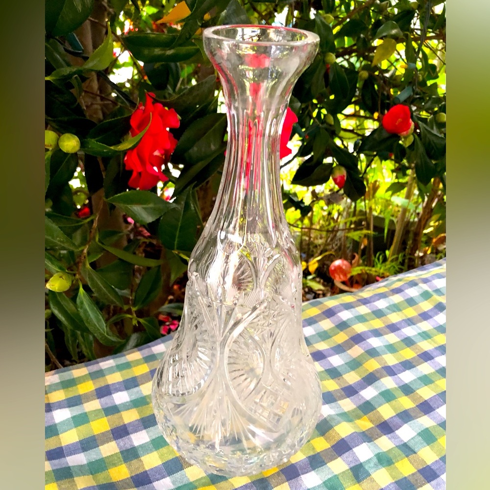 Elegant Crystal Cut Glass Vase or Decanter
